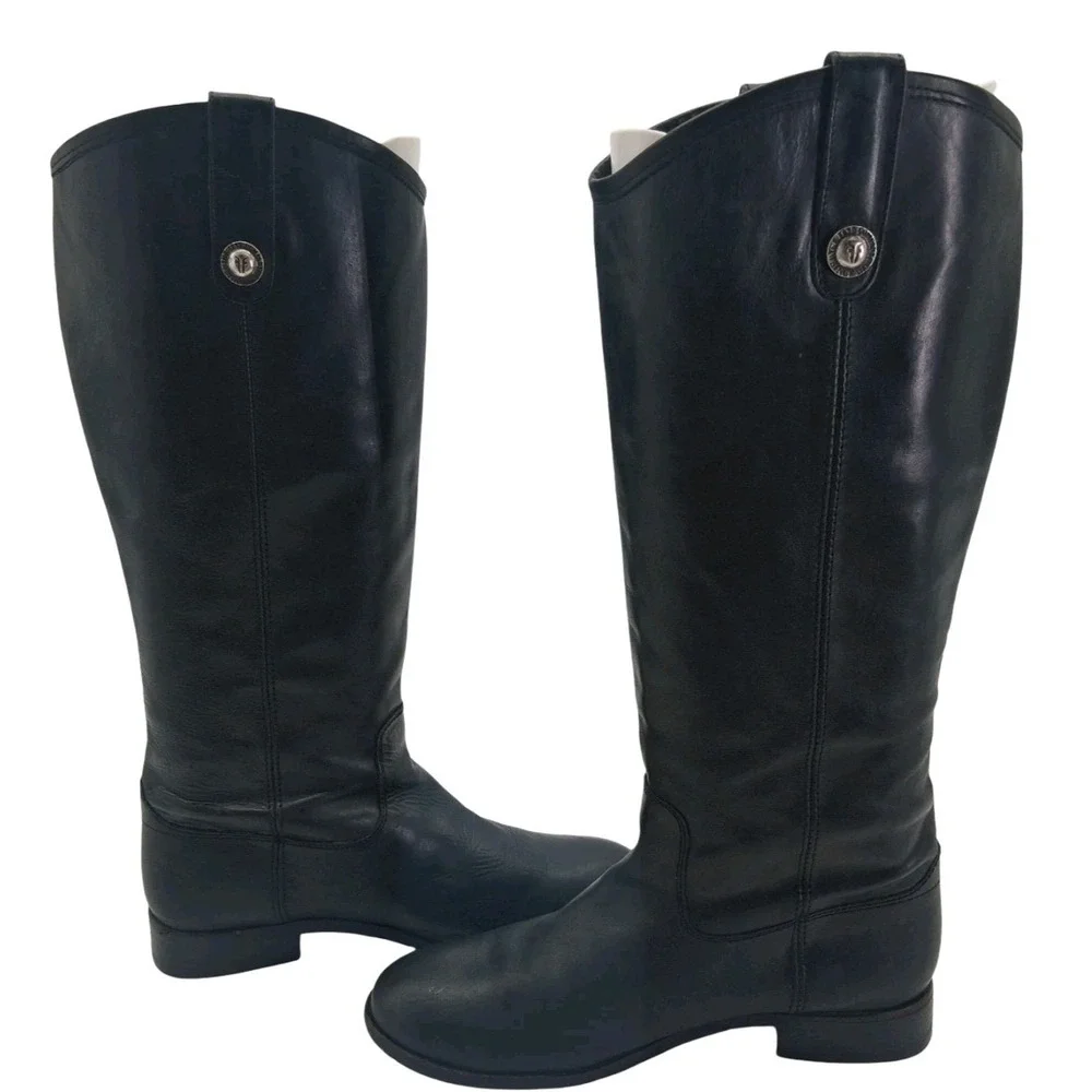 Frye Boots Womens Size 8 B Black Leather Tall Riding Pull On Knee High 77167